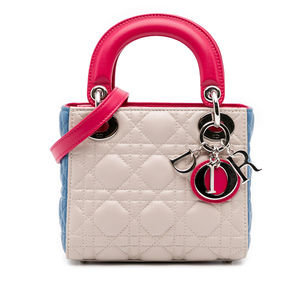 Pre-Loved Dior Mini Tricolor Lambskin Cannage Lady Dior